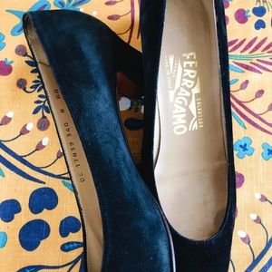 Black suede Salvatore Ferragamo heels